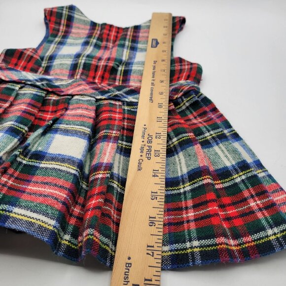 Fawn Tog Vintage Girls 3T  Tartan Plaid Jumper Dress Pleated Skirt Button Straps - Picture 8 of 12